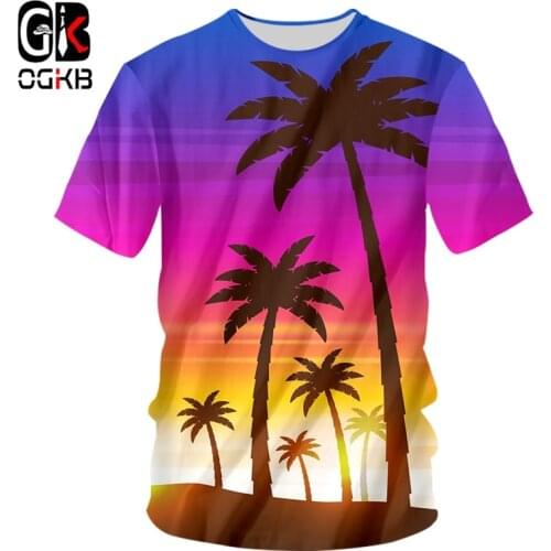 OGKB Funny Tshirts Coconut Tree T Shirt Men Mountain T-shirts 3d Beach Tshirt Printed Gothic Shirt Print Harajuku Tshirts Casual