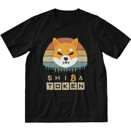 Shiba Inu Coin T-Shirts For Men Fashion T Shirt Short Sleeve Token Crypto Dogecoin Tshirts 100% Cotton Tee Tops Gift Clothes