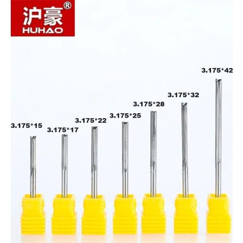 HUHAO 5pcs/lot Shank 3.175mm 2 Flutes Straight Router Bits For Wood CNC Engraving Cutters Carbide Endmill Cutting Milling Tools
