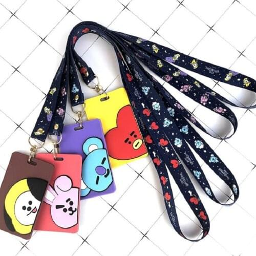 JCBTSHBulletproof Youth Group New Starry sky theme card set, bus card ID set, soft plastic cartoon cute lanyard