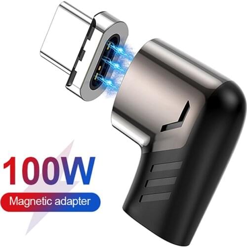100W Magnetic Fast Charging Cable Converter Plug 180 Degree Elbow Magnet Charge Adapter For iPhone 12 Pro Max Xiaomi 11 Huawei
