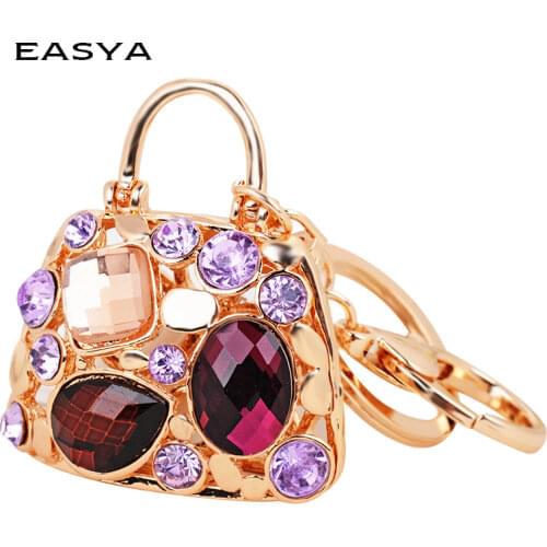 EASYA Real Rushed Classic Zinc Alloy Porte Clef 2016 Bling Women Keychain Bags Pendant Car Key Chain Ring Colorful Bag Charm