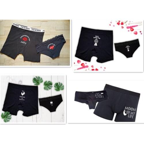 Custom Couples Underwear Set Cotton Property Of Boxer Brief Panties Anniversary Valentines Day Gift,Newlywed wedding Lingerie