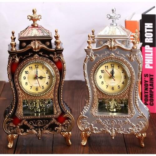 European style creative personality antique living room decoration clock simple silent sweep stopwatch 16 music timing LB92602
