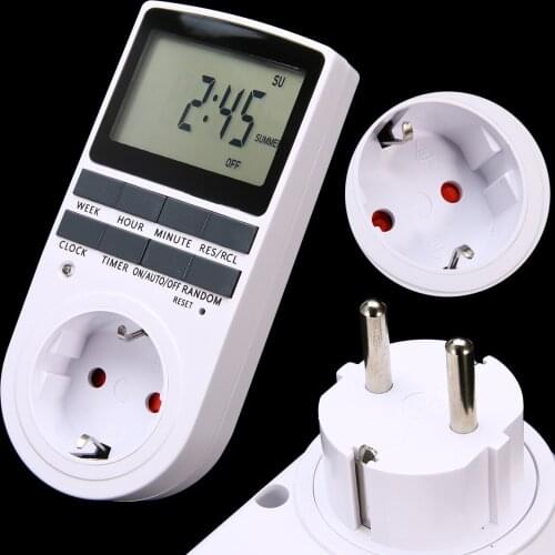 EU Plug Kitchen Digital Timer Socket LCD 230V-AC / 16A /3680W Timer Switch Socket 12/24 Hours Kitchen Cooking Timing Tool