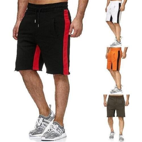 2021 European And American Summer New Mens Fitness Color Matching Running Shorts Casual Sports Stretch Five-Point Pants