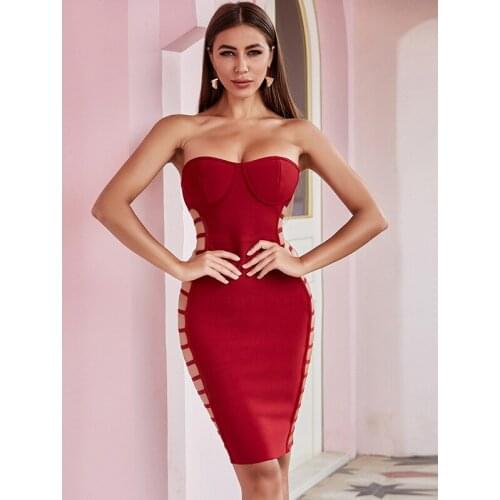 LUO XIAO HEI STORE 2021 Summer Style exy Multicolor Ladies Bodycon Bandage Dress Club Dress