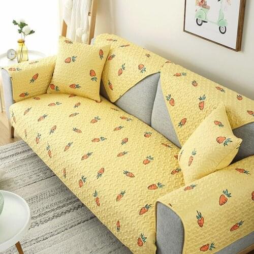 Fashion Solid Color Cartoon Carrot Sofa Cover Cotton Non-Slip Sofa Towel Chair Covers Mats Living/Drawing Room L-Shaped