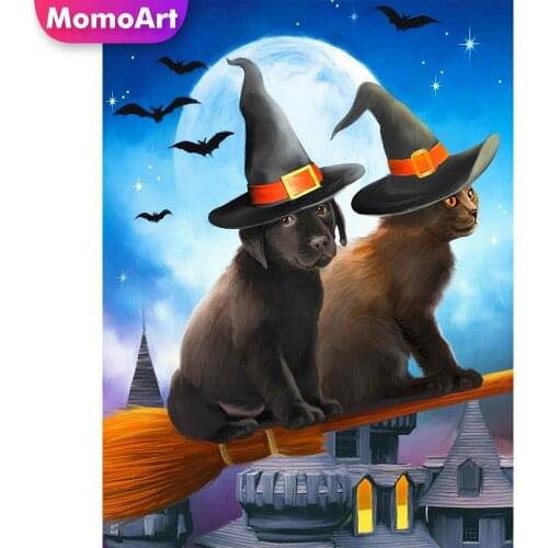 MomoArt Diamond Painting Halloween Crafts Kits Diamond Embroidery Dog Animal New Arrival Mosaic Full Square Round Handicraft