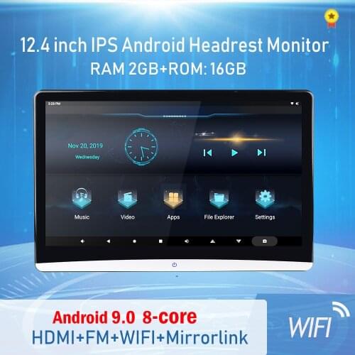 12.5 Inch Android 9.0 Car Headrest Monitor Same Screen 4K 1080P Video IPS MP5 WIFI/Bluetooth/USB/SD/HDMI/FM/Mirror Link/Miracast
