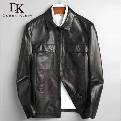 Men Genuine Leather Jacket Real Sheepskin Jackets Casual Short Black Pockets 2020 Autumn New Jacket for Man s20802