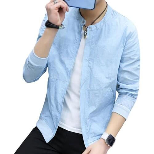 Men Jackets Fashion Long Sleeve Zip Pockets Ultrathin Breathable Anti Sun Jacket Coat 2021 Mens Clothing