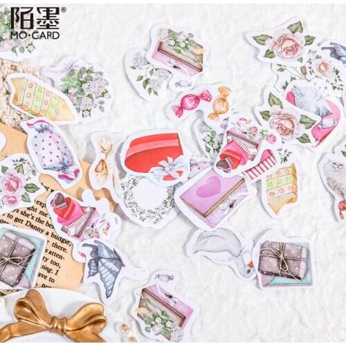 46Pcs/Box Manor Series Ins Cute Girl Sticker Pack Kawaii Planner Journal Scrapbooking Flower Stickers Stationery School Supplies