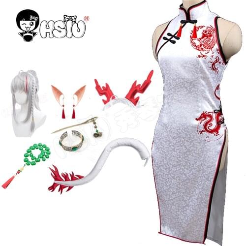 Nian cosplay Cheongsam Game Arknights Cosplay「HSIU 」Fiber synthetic wig Cheongsam Dress Uniform Cosplay Costume