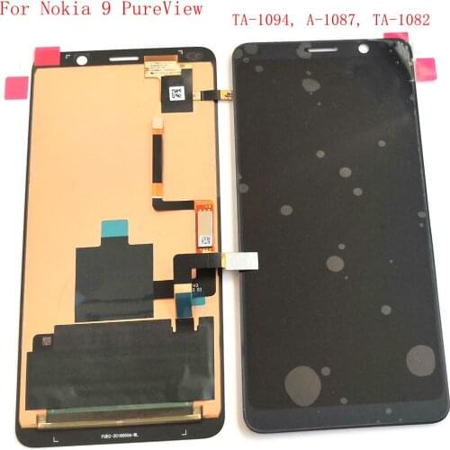 Original Amoled For Nokia 9 pureview lcd screen digitizer touch glass full with fingerprint flex cable TA-1094 A-1087 TA-1082