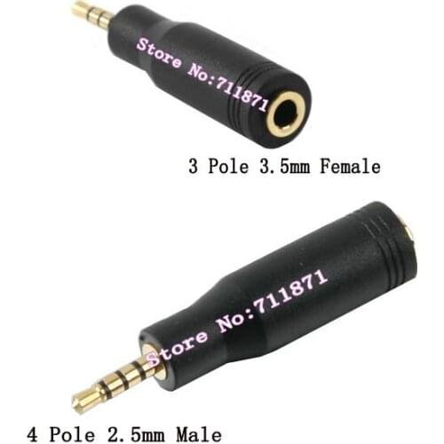Gold plated 4 Pole 2.5 Male 3 Pole 3.5 Female Audio Adapter connector 3 Pole 3.5 Female 4 Pole 2.5 Male 2.5 3.5 Audio Adapter