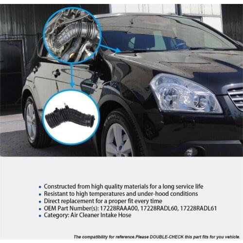 Direct replacement air intake hose high temperature rubber No break down&crack 17228RAAA00 Fit for Accord Intake Pipe