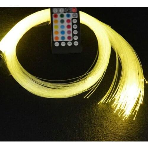 Remote controlled 12W Audio Light Engine RGBW 12V+200pcs 0.75mm(D.) 3M(L) Fiber Optic Cable Kit F/Ceiling Car Roof DIY Lighting