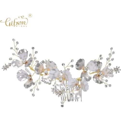 Luxury Light Gold Color Floral Bridal Hair Comb Wedding Accessory Bride Headpiece For Women Jewelry
