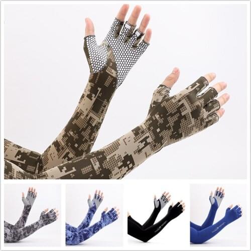 Arm Sleeves Sun UV Protection Hand Cover Gloves Cooling Warmer Fishing Cycling Sunscreen Sleeves Arm Covers Long Fisher Gloves