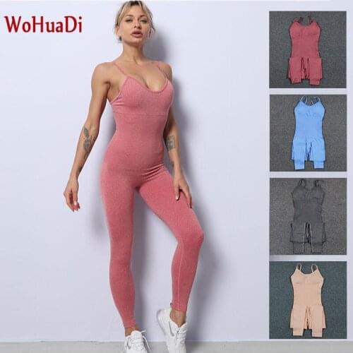WOHUADI One Piece Bodysuit Seamless Yoga Pants Women Fitness Push Up High Waist Leggings Workout Tights Sport Woman Ankle Tights