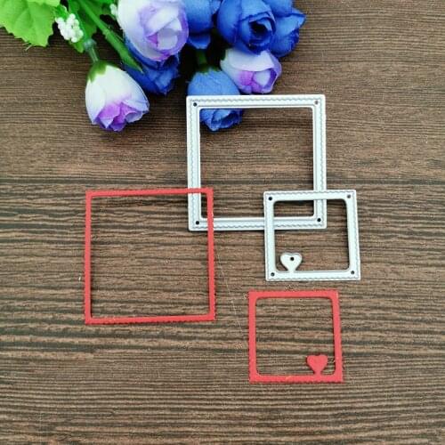 2Pcs Love square frame Metal Cutting Dies Stencils For DIY Scrapbooking Decorative Embossing Handcraft Die Cutting Template
