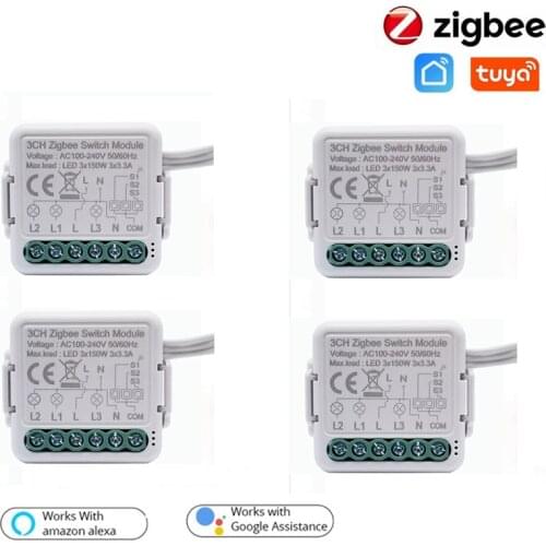 Tuya Zigbee Smart Light Switch DIY Mini Breaker Relay 3 Way Dual Control Wireless Smart Life APP Control For Alexa Google Home
