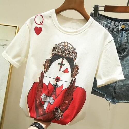 Playing Cards In Harajuku T Shirt Women New Casual Short Sleeve Summer Tees Tops Loose
