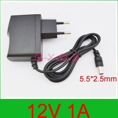 1PCS DC 12V 1A &1000mA AC 100-240V Converter Adapter Power Supply EU Plug DC 5.5mm x2.1mm-2.5mm