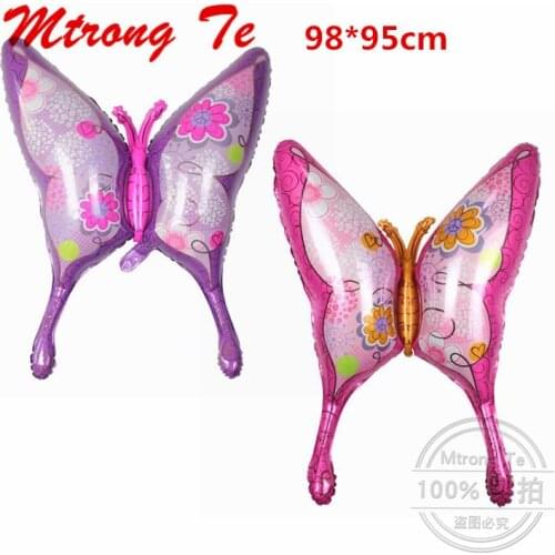 10pc 98*95cm Large Size Butterfly Foil Balloons Pink Helium Balloon Happy Birthday Party Wedding Decoration Balls Kids Baby Gift