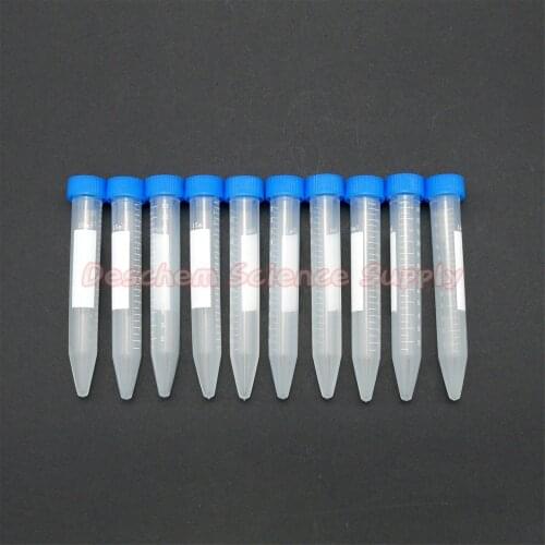 10pcs 13mL Plastic Centrifuge Test Tube Vial Container Self Standing Screw Cap