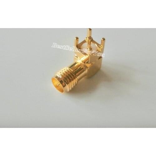 10Pcs RP-SMA RPSMA Female Jack Plug Center Right Angle Solder PCB Mount RF Connector Adapter