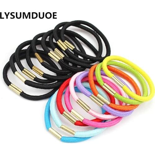 100Pcs/Lot Women Ribbon Elastic Hair Bands DIY New Ring Rope Solid Black Rubber Hairbands Ponytail Holder Girl Hair Accessories