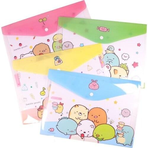 12 pcs/lot Kawaii Sumikko Gurashi A4 File Holder Cute PVC Press Document bag Pencil Case Stationery gift office school supply