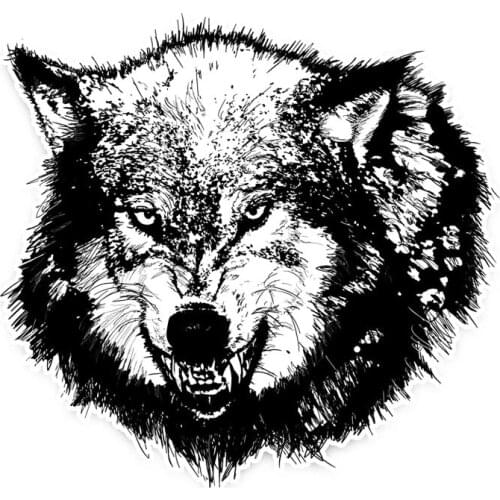 16*15.3CM Vinyl Reflective Hungry Wolf Car Styling Scratches 3D Waterproof Windshield Motorcycle Accessories