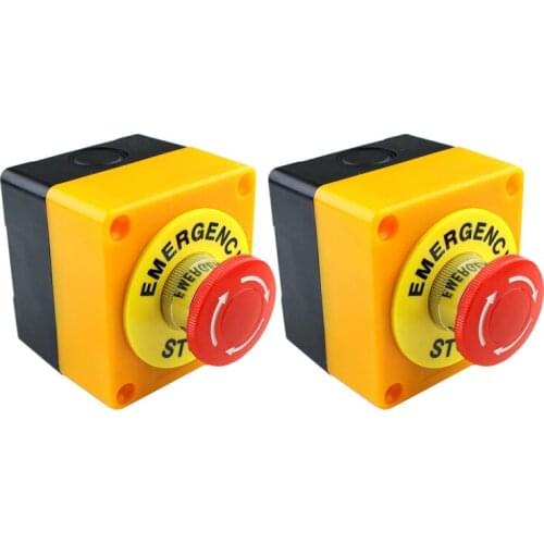 2Pcs Red Mushroom Emergency Stop Shut Off Push Button Switch No + Nc 22Mm Cnc Gecko