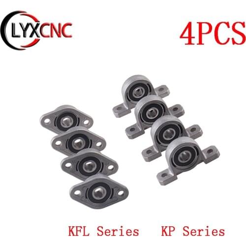 4PCS KFL08 KFL001 KFL002 Horizontal Zinc Alloy Lead Screw Ball Bearing Pillow Block Mounted Support Diameter 8mm to 35mm Bore