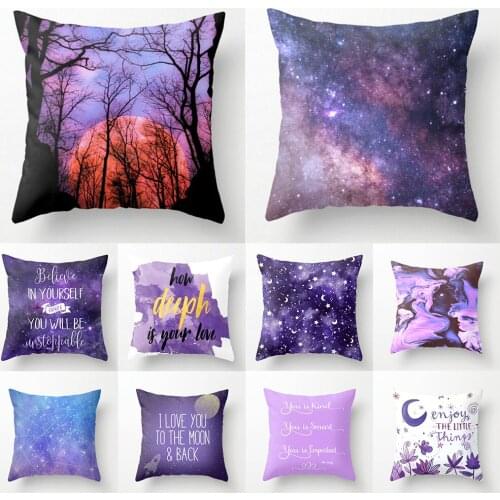 45x45CM 1Pc Purple Style Tree Letters Printed Throw Pillow Cases Home Office Bedroom Supply Drop Shipping