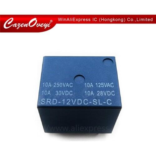 5pcs/lot 12VDC 250V Power relay PCB Type T73-12V 5 feet SRD-12VDC-SL-C 10A 125V In Stock