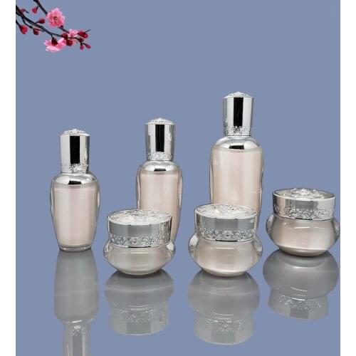 6pcs/lot High-grade Acrylic Cosmetics Packaging Lotion Bottle Cream Jar Travel Set Refillable bottle Container