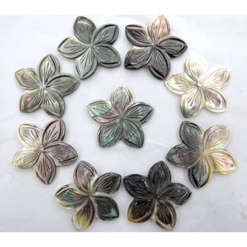 Natural Quartz crystal Abalone Shell carved the flower pendant for diy Jewelry making necklace Accessories 6PCS A3