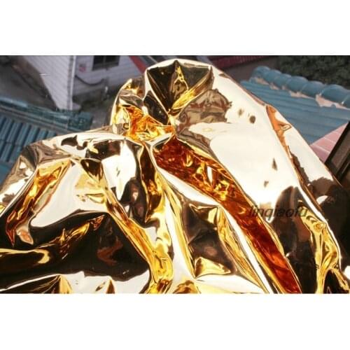 Bright gold mirror leather glossy leather fabric High-end laser clothing fabric