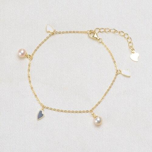 Heart 925 Silver Bracelet Settings Findings Mountings Base Parts Bangle for Akoya Edison Pearls Jade Coral Beads