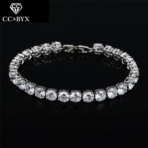 CC Bracelets For Women Luxury Crystal CZ Diamant Shine Charm Bangle Wedding Accessories Bridal Engagement Jewelry Gifts S0048