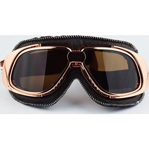 MJMOTO Brand Leather Motorcycle Glasses Vintage Gafas Moto Vintage Helmet Steampunk Copper Glasses Pilot Biker Eyewear Goggles