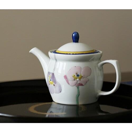 Nine valley burn hand-painted pansy imported from Japan successful teapot built-in stainless steel sieve ceramic pot