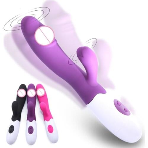 G Spot Rabbit Dildo Vibrator Dual Vibration Silicone Waterproof Female Vagina Clitoris Massager Masturbator Sex Toys For Women