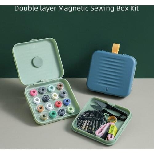 Double Layer Magnetic Sewing Needles Box Kit DIY Multi-function Travel Home Manual Knitting Stitch Knitting Craft Tool Accessory