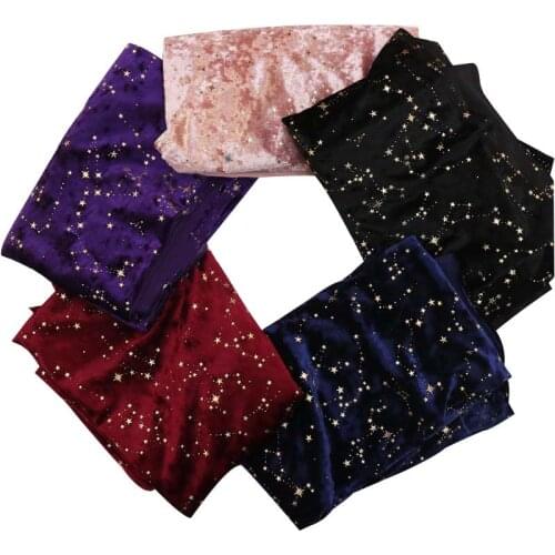 Stretchy Elastic Bronzed Meteor Star Velvet PURPLE BLACK BLUE WINE RED PINK Soft Comfort Drape Fabrics for Costume Dress Craft