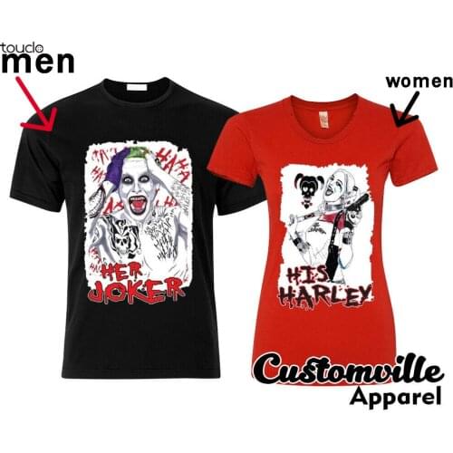 Her Joker His Harley Couple Matching T-Shirts.Cute Quinn His Hers Gift 2019 New Brand Sales Cotton Short Sleeve Military Shirts
